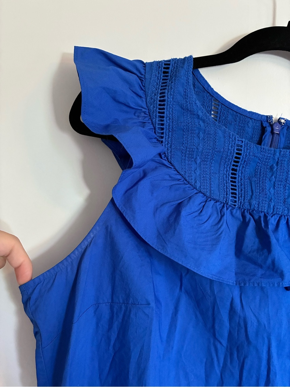 J. Crew Royal Blue Ruffle Neck Sleeveless Dress - Picture 4 of 12